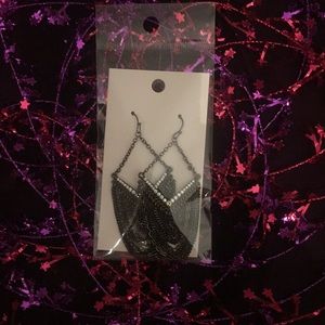 Black chain rhinestone earrings